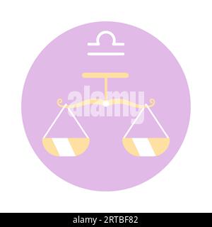 Illustration de spot vectoriel rond plat d'échelles dorées. Signe du zodiaque de la Balance Illustration de Vecteur