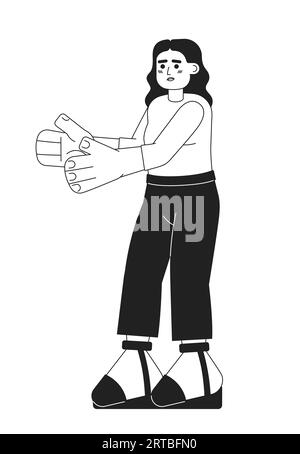 Personnage vectoriel plat monochromatique debout de femme hispanique Illustration de Vecteur