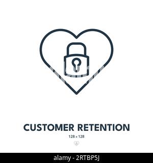 Icône fidélisation de la clientèle. Client, consommateur, satisfaction. Contour modifiable. Icône vecteur simple Illustration de Vecteur