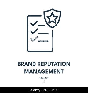 Icône Brand Reputation Management. Image de marque, crédibilité, confiance. Contour modifiable. Icône vecteur simple Illustration de Vecteur