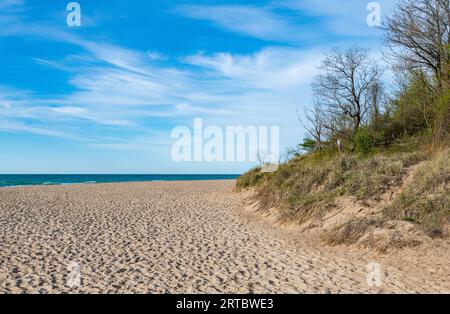 Rivières et plages de sable le long du parc national d'Indiana Dunes Banque D'Images