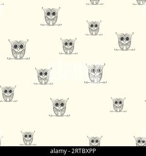 Motif de doodle mignon hibou sans couture, illustration vectorielle Illustration de Vecteur