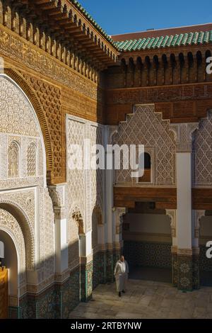 Afrique du Nord. Maroc. Marrakech. Madrasa Ben Youssef. La madrassah la plus grande et la plus importante du Maroc Banque D'Images