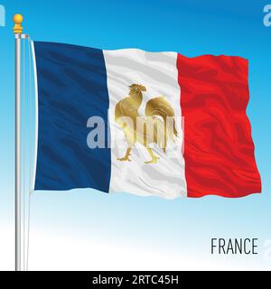 France agitant drapeau avec symbole français historique, illustration vectorielle Illustration de Vecteur