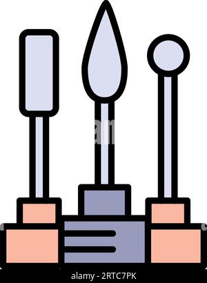 Fraise pour icône de couleur manucure isolée sur fond blanc. Appareil de manucure. Outils de manucure. Vecteur plat isolé sur fond blanc. Illustration de Vecteur