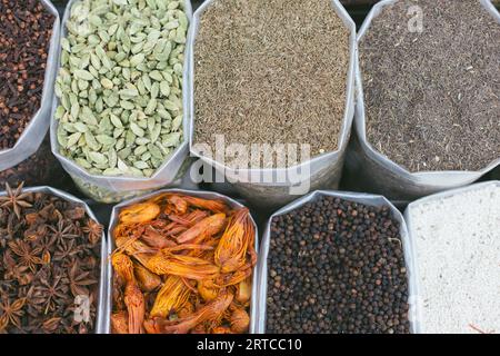 Pune, Inde, différents types d'épices vendus sur le marché Banque D'Images