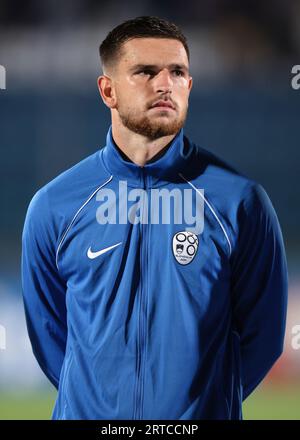 Serravalle, Italie, 10 septembre 2023. Zan Vipotnik, de Slovénie, regarde pendant la formation avant le match de l'UEFA EURO 2024 au San Marino Stadium, à Serravalle. Le crédit photo devrait se lire : Jonathan Moscrop / Sportimage Banque D'Images