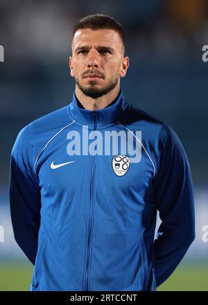 Serravalle, Italie, 10 septembre 2023. Jan Mlakar, de Slovénie, pendant la formation avant le match de l'UEFA EURO 2024 au San Marino Stadium, à Serravalle. Le crédit photo devrait se lire : Jonathan Moscrop / Sportimage Banque D'Images