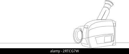 Caméscope rétro un dessin au trait continu. Magnétoscope à cassette à bande dessinée par une seule ligne. Concept d'équipement vidéo de style art minimal vecto Illustration de Vecteur