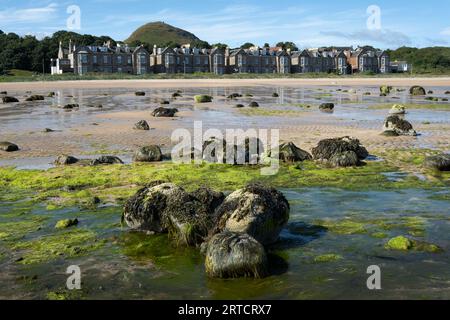 Vue de North Berwick Beach à marée basse, Milsey Bay, North Berwick, East Lothian, Scotland, Royaume-Uni Banque D'Images