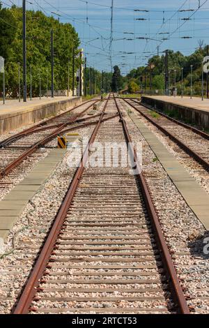 La fin de la ligne, gare de Tomar, Portugal Banque D'Images