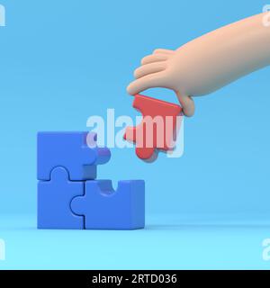 Icône de geste de dessin animé Mockup.People font divers gestes. Icône geste. Mains humaines avec divers outils. Rendu 3D sur fond blanc. Banque D'Images