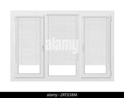 Fenêtre en pvc réaliste, jalousie en plastique, verre clair et cadre robuste, adapté aux bâtiments modernes et aux rénovations. Windo moderne vecteur 3d isolé Illustration de Vecteur