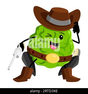 Cow-boy ou personnage voleur de fruits bergamote de dessin animé. Drôle vecteur ranger personage Wink eye Citrus plante tropicale Wild West Hero, nourriture saine occidentale, Illustration de Vecteur