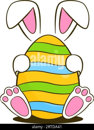 Oeuf de Pâques coloré avec lapin Illustration de Vecteur
