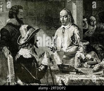 WILLIAM HARVEY (1578-1657) médecin anglais, démontrant sa théorie de la circulation du sang au roi Charles Ier Banque D'Images