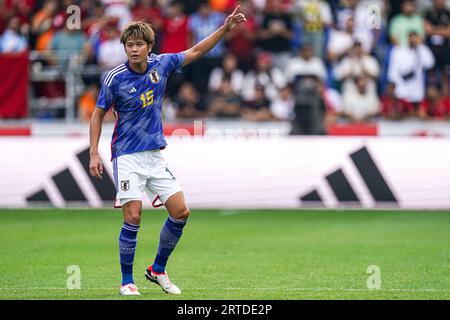 Genk, Belgique. 12 septembre 2023. GENK, BELGIQUE - 12 SEPTEMBRE : le Japonais Atsuki Ito demande le ballon lors du match amical international entre Turkiye et le Japon à la Cegeka Arena le 12 septembre 2023 à Genk, Belgique. (Photo Joris Verwijst/Agence BSR) crédit : Agence BSR/Alamy Live News Banque D'Images
