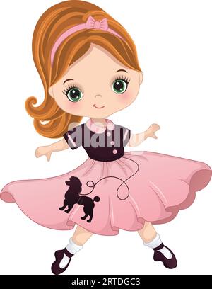 Vector carton Sock Hop Fifties Dancing Girl Illustration de Vecteur