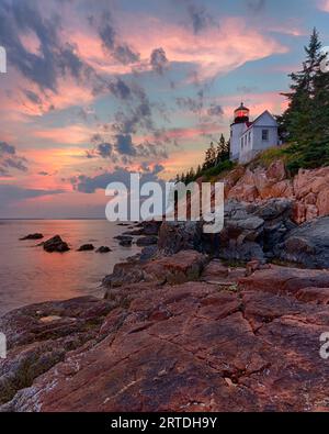 Bass Harbor Head Light, l'Acadia National Park, Mount Desert Island, Maine, USA Banque D'Images