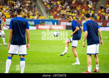 Bucarest, Roumanie. 12 septembre 2023. Albion Rrahmani du Kosovo lors de l'UEFA Euro 2024, qualifications européennes, match de football du groupe I entre la Roumanie et le Kosovo le 12 septembre 2023 à l'Arena Nationala de Bucarest, Roumanie - photo Mihnea Tatu/DPPI crédit : DPPI Media/Alamy Live News Banque D'Images