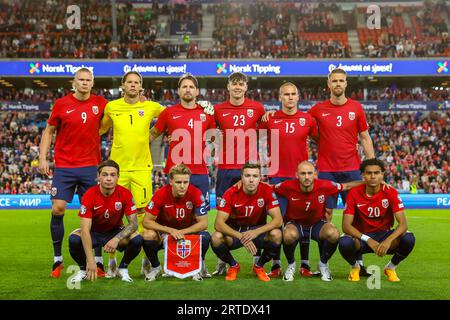 Oslo, Norvège, 12 septembre 2023. L'équipe norvégienne dans le match de qualification Euro 2024 entre la Norvège et la Géorgie au stade Ullevål à Oslo. Crédit : Frode Arnesen/Alamy Live News Banque D'Images