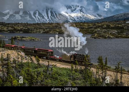 Chemin de fer à voie étroite White Pass and Yukon route ; Klondike, Alaska, États-Unis d'Amérique Banque D'Images