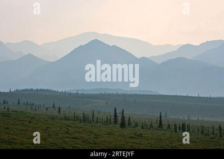 Vue lointaine du Mt. McKinley at Denali National Park and Preserve, Alaska, États-Unis ; Alaska, États-Unis d'Amérique Banque D'Images