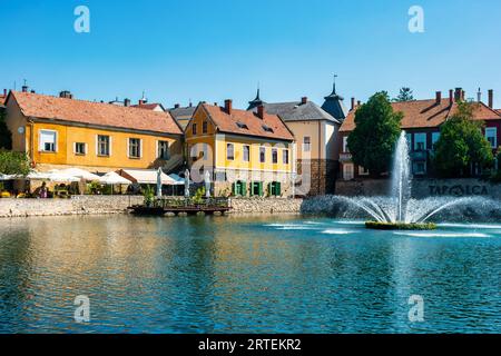 Malom-tó (étang du moulin) dans le centre-ville de Tapolca, dans le Balaton Uplands, Hongrie Banque D'Images