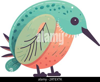 Oiseau mignon volant avec décoration de bec à plumes Illustration de Vecteur