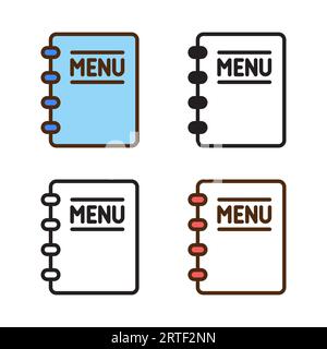 icône de livre de menu dans le style 4 : plat, glyphe, contour, duotone Illustration de Vecteur
