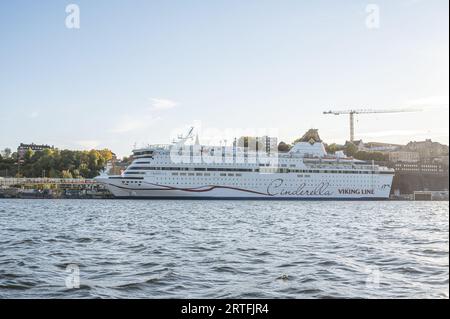27.09.2021 Stockholm Suède bateau de croisière Viking MS Cinderella navire amarré à stockholm. Banque D'Images