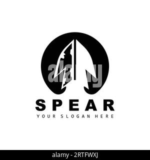 Logo Spear, conception d'équipement de chasse, arme de guerre d'flèche, vecteur de marque de produit Illustration de Vecteur