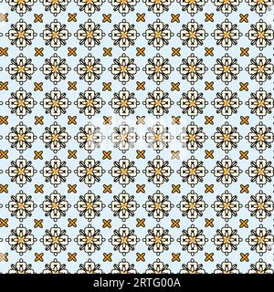 Azulejos bleu et jaune motif sans couture, style Protugal pour la conception de surface. Illustration vectorielle pour textile ou papier peint Illustration de Vecteur