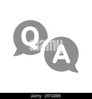 Q et Une icône de bulle de chat vectoriel. FAQ, questions et réponses symbole de nuage de ballon de parole. Illustration de Vecteur