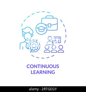 Concept d'apprentissage continu de l'icône de trait fin de gradient 2D. Illustration de Vecteur