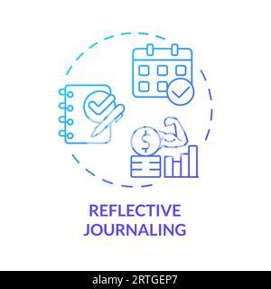 Concept de journalisation réflective de l'icône de trait fin de gradient 2D. Illustration de Vecteur