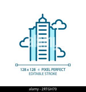 Icône de gratte-ciel en ligne fine modifiable en 2D. Illustration de Vecteur