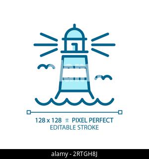 Icône de phare en ligne fine modifiable en 2D. Illustration de Vecteur