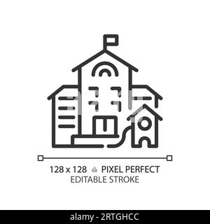 Construction de ligne fine modifiable en 2D avec icône de drapeau Illustration de Vecteur