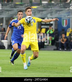 12 septembre 2023 : Milan 09/12/2023, lors du match de football valable pour la qualification pour les Championnats d'Europe 2024, entre les équipes nationales d'Italie et d'Ukraine au stade San Siro de Milan.en photo : Georgiy Sudakov (crédit image : © Fabio Sasso/ZUMA Press Wire) USAGE ÉDITORIAL UNIQUEMENT! Non destiné à UN USAGE commercial ! Banque D'Images