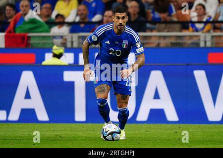 Milan, Italie - 12 septembre 2023, Mattia Zaccagni (Italie) lors de l'UEFA Euro 2024, qualifications européennes, match de football du groupe C entre l'Italie et l'Ukraine le 12 septembre 2023 au stade San Siro de Milan, Italie - crédit : Luca Rossini/E-Mage/Alamy Live News Banque D'Images