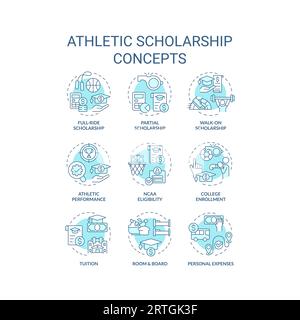 Icônes modifiables représentant les concepts de bourses d'études athlétiques Illustration de Vecteur