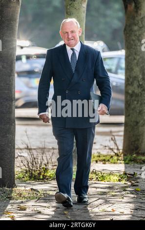 Nicholas Bannister de Bell Busk, près de Skipton arrive à Bradford Crown court après que le propriétaire de l'hôtel ait renversé la mère d'une future épouse à l'extérieur de son complexe. Date de la photo : mercredi 13 septembre 2023. Judith Wadsworth, 66 ans, est décédée après avoir été frappée par le Range Rover de Nicholas Bannister alors qu'elle préparait le mariage de sa fille au Coniston Hotel and Spa près de Skipton, North Yorkshire, Bradford Crown court a entendu. Banque D'Images