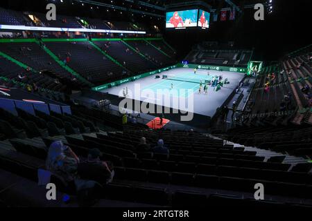 Manchester, Royaume-Uni. 13 septembre 2023. Vue intérieure de la Manchester Arena avant le match de coupe Davis Grande-Bretagne vs Australie à Manchester AO Arena, Manchester, Royaume-Uni, le 13 septembre 2023 (photo de Conor Molloy/News Images) à Manchester, Royaume-Uni le 9/13/2023. (Photo de Conor Molloy/News Images/Sipa USA) crédit : SIPA USA/Alamy Live News Banque D'Images