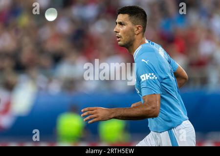 Athènes, Grèce - 16 août 2023 : le joueur de Manchester City Rodrigo en action lors de la finale de la Super coupe de l'UEFA entre Manchester City et Séville Banque D'Images