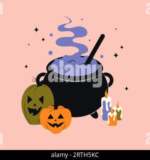 Jolie carte avec citrouilles pour Halloween joyeux Illustration de Vecteur