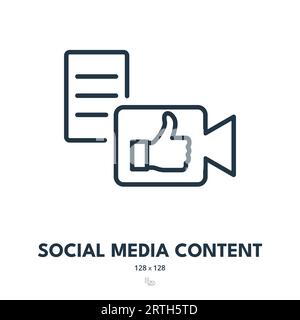 Icône contenu des médias sociaux. Marketing, vidéo, contenu. Contour modifiable. Icône vecteur simple Illustration de Vecteur