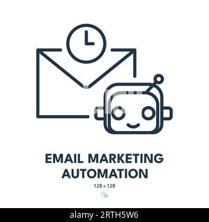 Icône Email Marketing Automation. Lettre, Newsletter, enveloppe. Contour modifiable. Icône vecteur simple Illustration de Vecteur