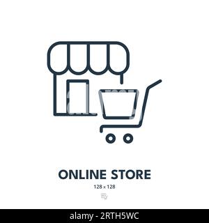 Icône Boutique en ligne. Boutique, commerce électronique, Panier. Contour modifiable. Icône vecteur simple Illustration de Vecteur