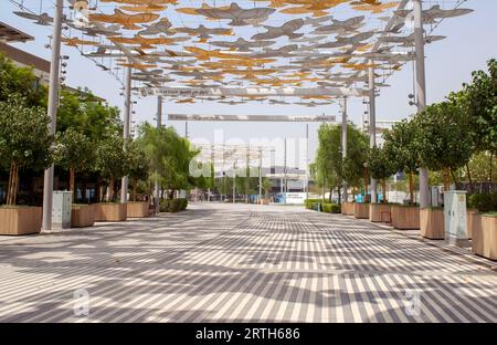 Dubaï - Émirats arabes Unis - 18 décembre 2020 : quartier de la durabilité à la Dubai Expo 2020. Parc Al Forsan Banque D'Images